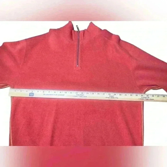 Tommy Bahama Sweater Mens L Orange Heather 1/4 Zip Pullover Reversible Brown - Picture 5 of 9